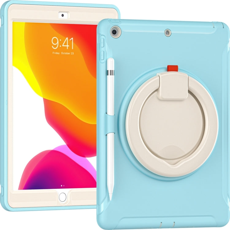 For iPad 10.2 2021 / 2020 / 2019 Shockproof TPU + PC Protective Case with 360 Degree Rotation Foldable Handle Grip Holder & Pen Slot