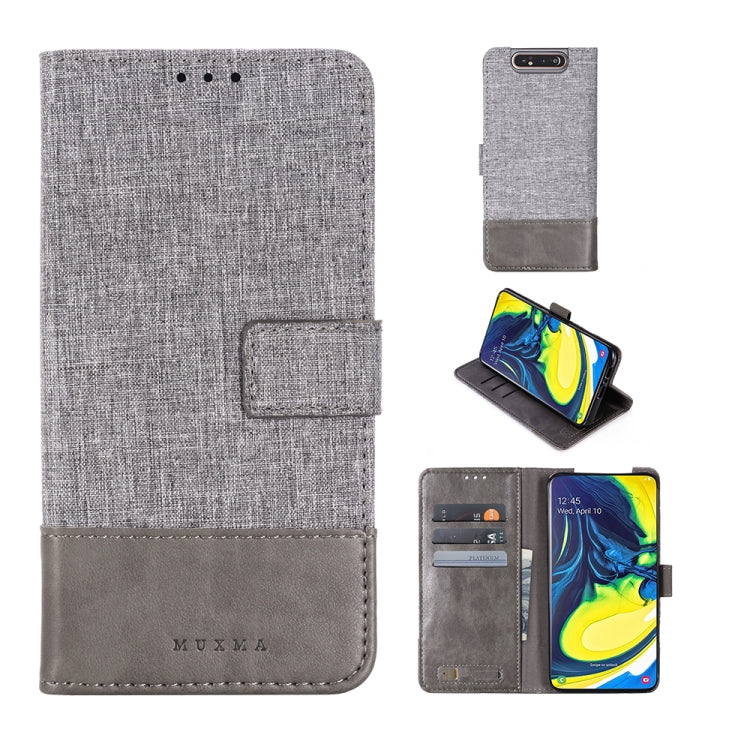 For Galaxy A80 MUXMA MX102 Horizontal Flip Canvas Leather Case with Stand & Card Slot & Wallet Function