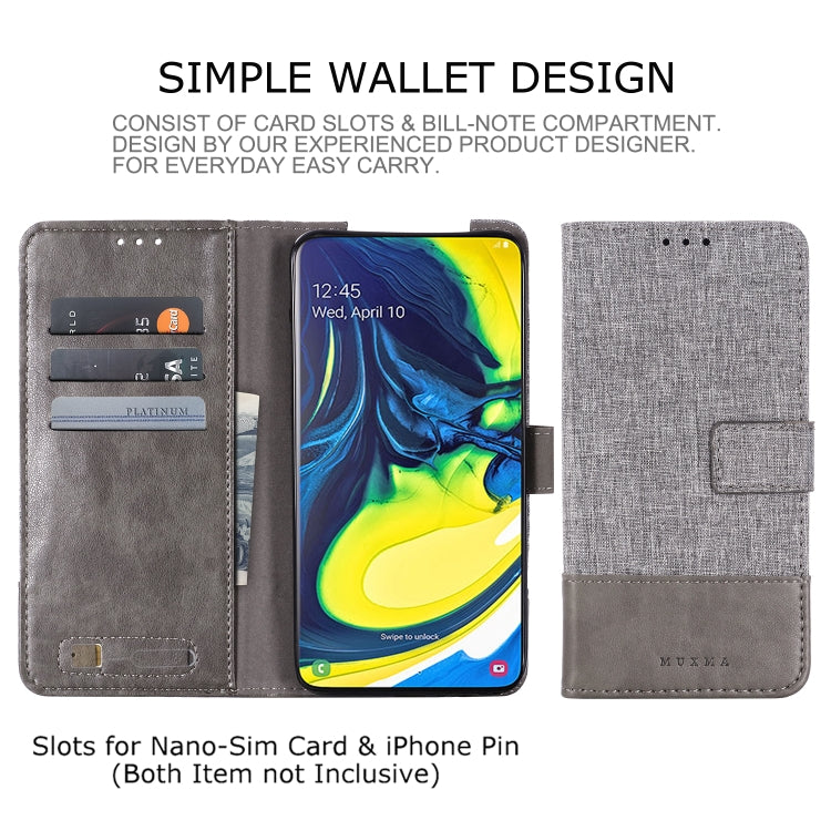 For Galaxy A80 MUXMA MX102 Horizontal Flip Canvas Leather Case with Stand & Card Slot & Wallet Function
