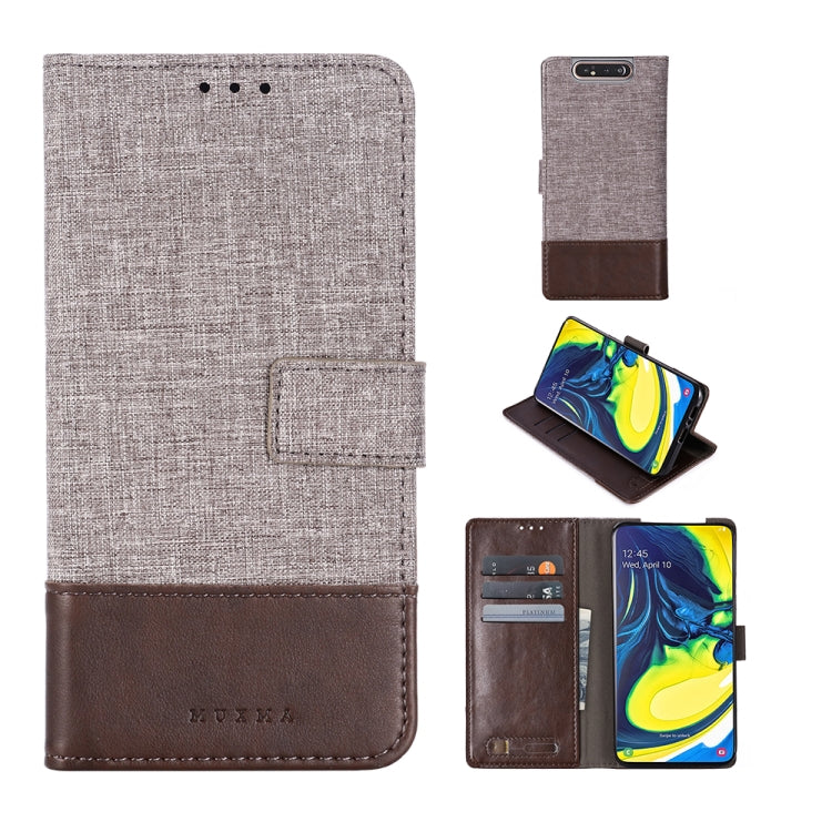 For Galaxy A80 MUXMA MX102 Horizontal Flip Canvas Leather Case with Stand & Card Slot & Wallet Function