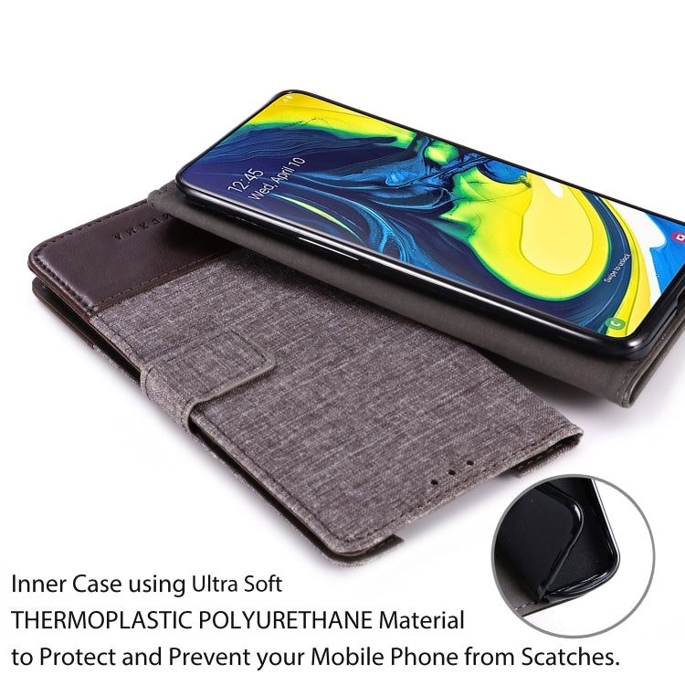 For Galaxy A80 MUXMA MX102 Horizontal Flip Canvas Leather Case with Stand & Card Slot & Wallet Function
