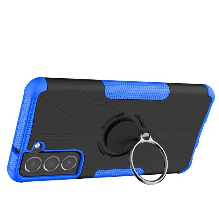 For Samsung Galaxy S21 FE Machine Armor Bear Shockproof PC + TPU Protective Case with Ring Holder