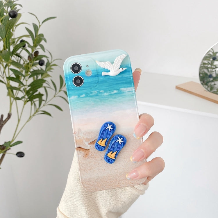 For iPhone 12 Summer Beach Pattern Full Coverage Shockproof Protective Case