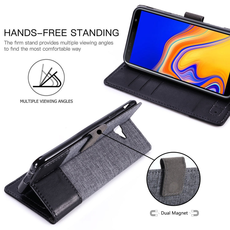 For Galaxy J4 Plus MUXMA MX102 Horizontal Flip Canvas Leather Case with Stand & Card Slot & Wallet Function