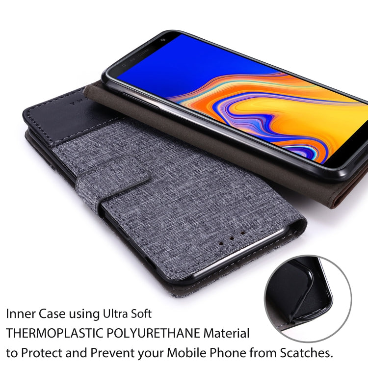 For Galaxy J4 Plus MUXMA MX102 Horizontal Flip Canvas Leather Case with Stand & Card Slot & Wallet Function