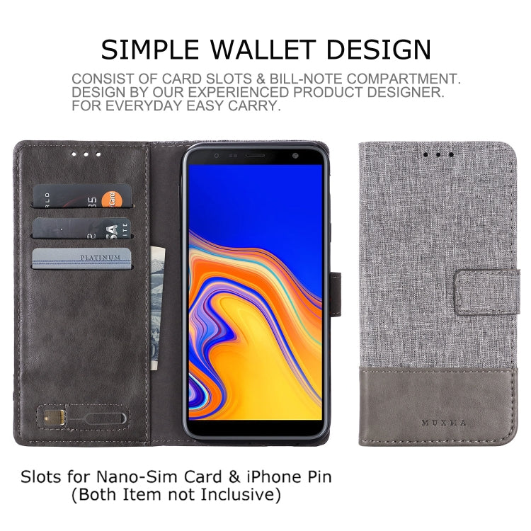 For Galaxy J4 Plus MUXMA MX102 Horizontal Flip Canvas Leather Case with Stand & Card Slot & Wallet Function