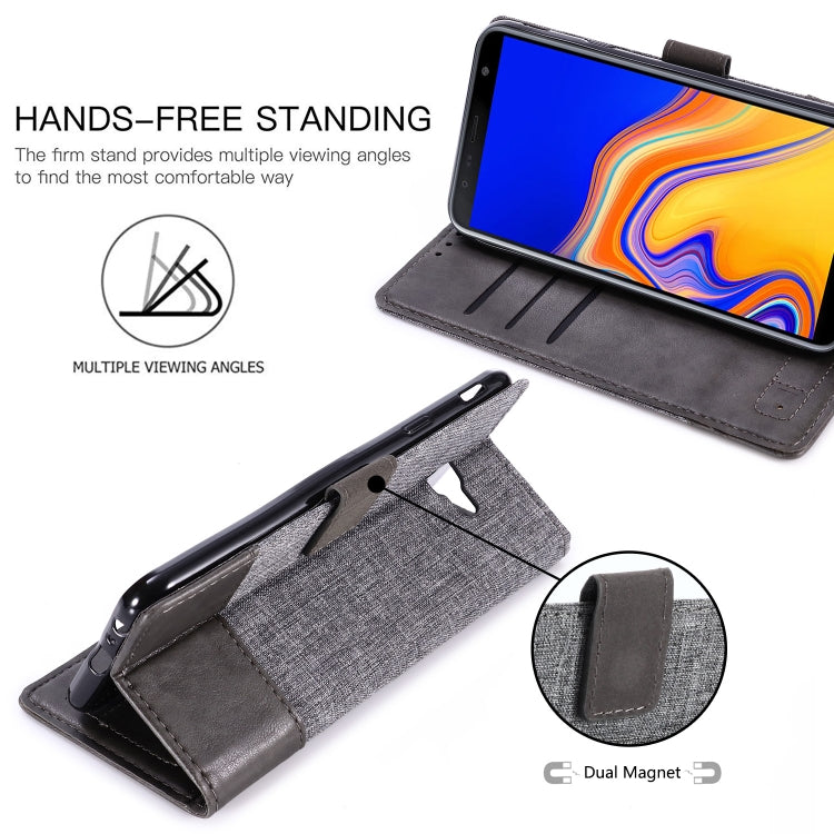 For Galaxy J4 Plus MUXMA MX102 Horizontal Flip Canvas Leather Case with Stand & Card Slot & Wallet Function