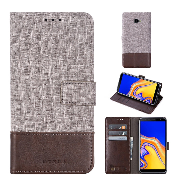 For Galaxy J4 Plus MUXMA MX102 Horizontal Flip Canvas Leather Case with Stand & Card Slot & Wallet Function