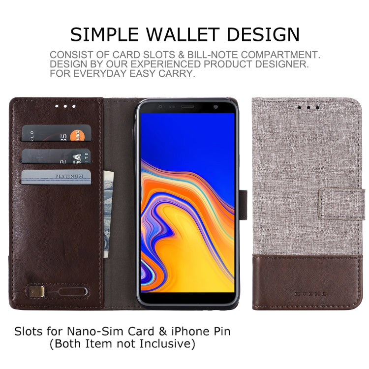 For Galaxy J4 Plus MUXMA MX102 Horizontal Flip Canvas Leather Case with Stand & Card Slot & Wallet Function