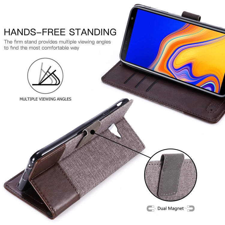 For Galaxy J4 Plus MUXMA MX102 Horizontal Flip Canvas Leather Case with Stand & Card Slot & Wallet Function