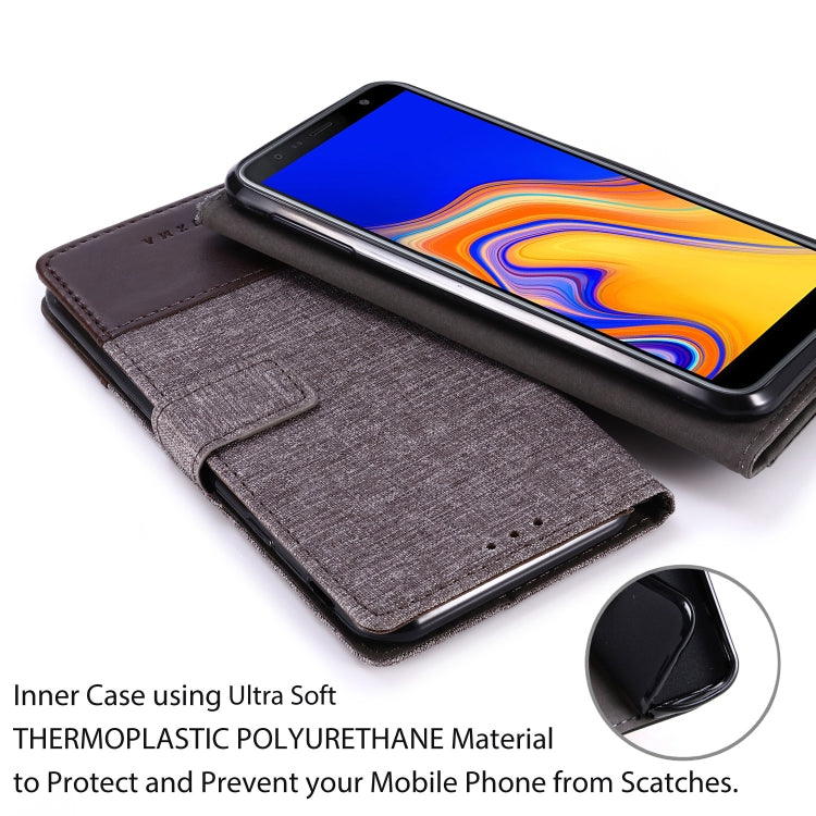 For Galaxy J4 Plus MUXMA MX102 Horizontal Flip Canvas Leather Case with Stand & Card Slot & Wallet Function