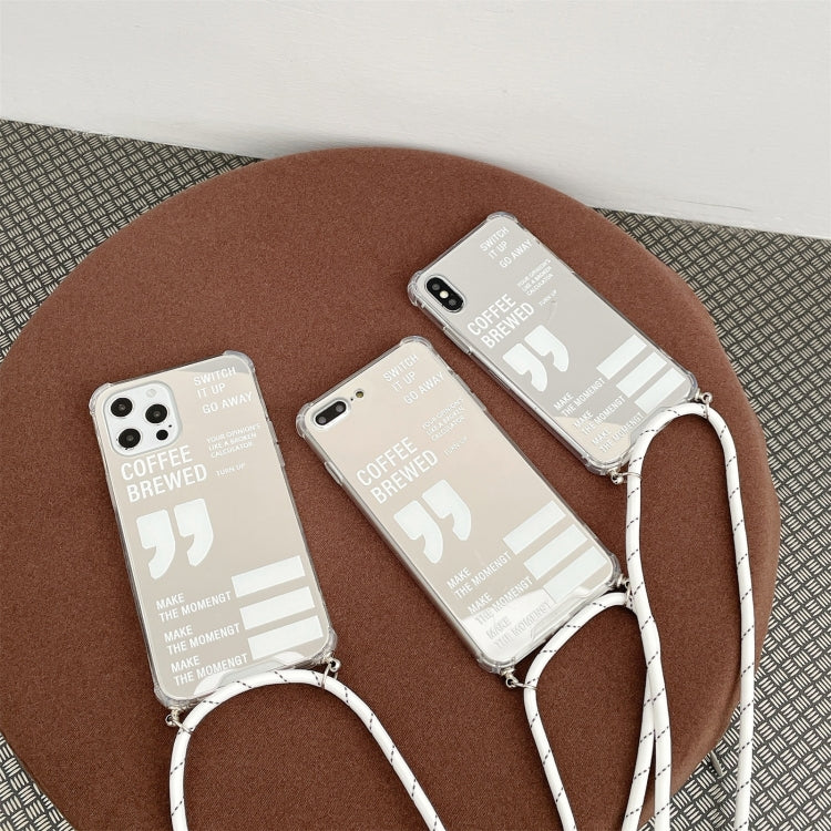 For iPhone 11 Pro Four-corner Shockproof Mirror Series Coffee Brewed Protective Case with Lanyard