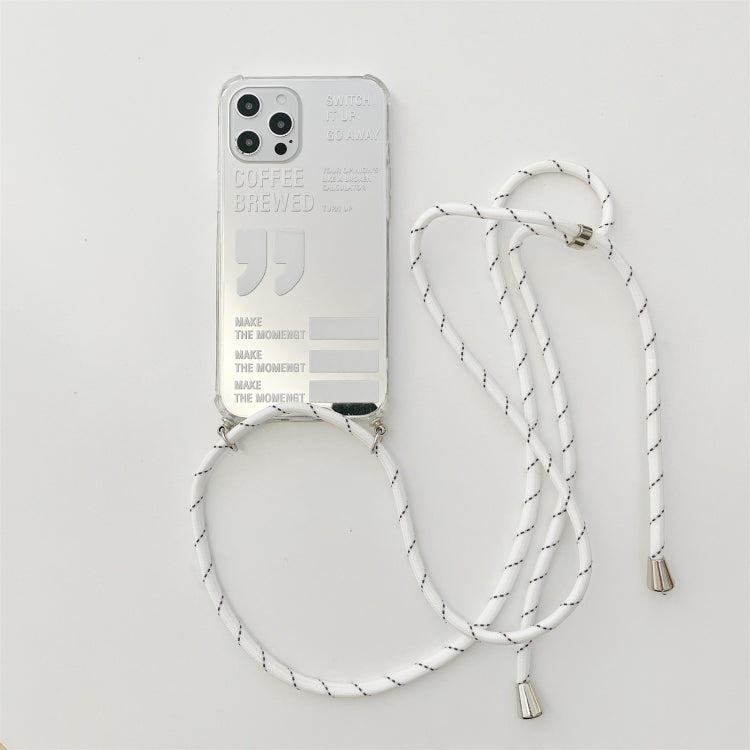 For iPhone 11 Pro Max Four-corner Shockproof Mirror Series Coffee Brewed Protective Case with Lanyard