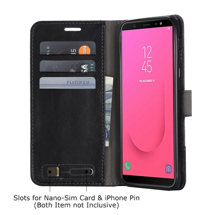 For Galaxy J8 (2018) MUXMA MX102 Horizontal Flip Canvas Leather Case with Stand & Card Slot & Wallet Function