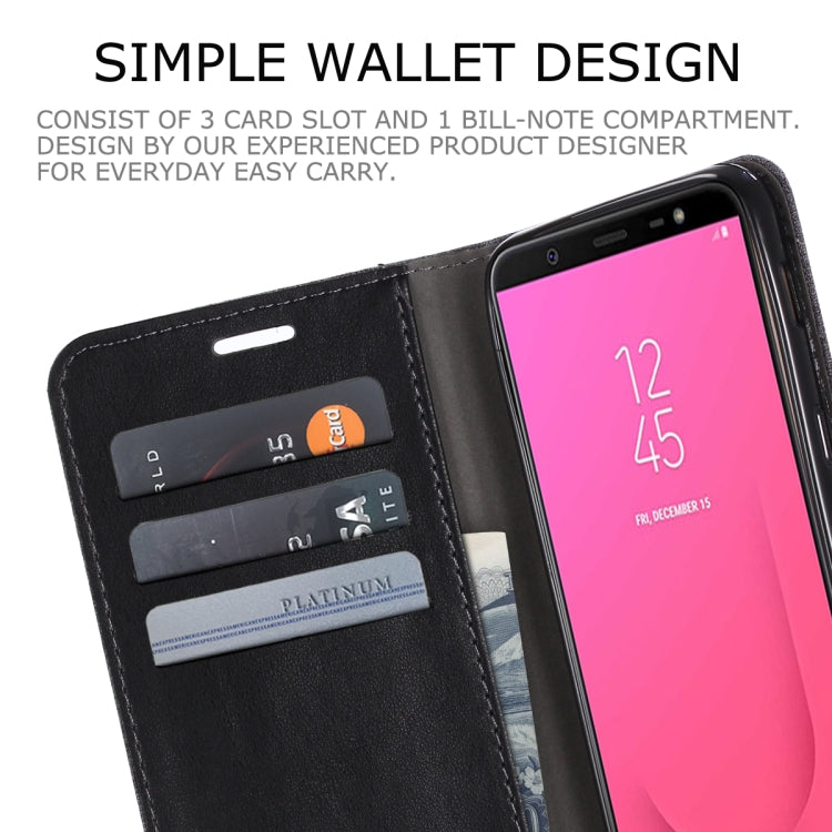 For Galaxy J8 (2018) MUXMA MX102 Horizontal Flip Canvas Leather Case with Stand & Card Slot & Wallet Function