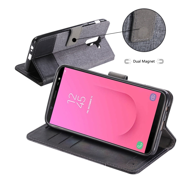 For Galaxy J8 (2018) MUXMA MX102 Horizontal Flip Canvas Leather Case with Stand & Card Slot & Wallet Function