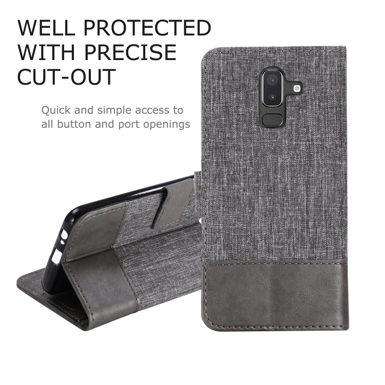 For Galaxy J8 (2018) MUXMA MX102 Horizontal Flip Canvas Leather Case with Stand & Card Slot & Wallet Function