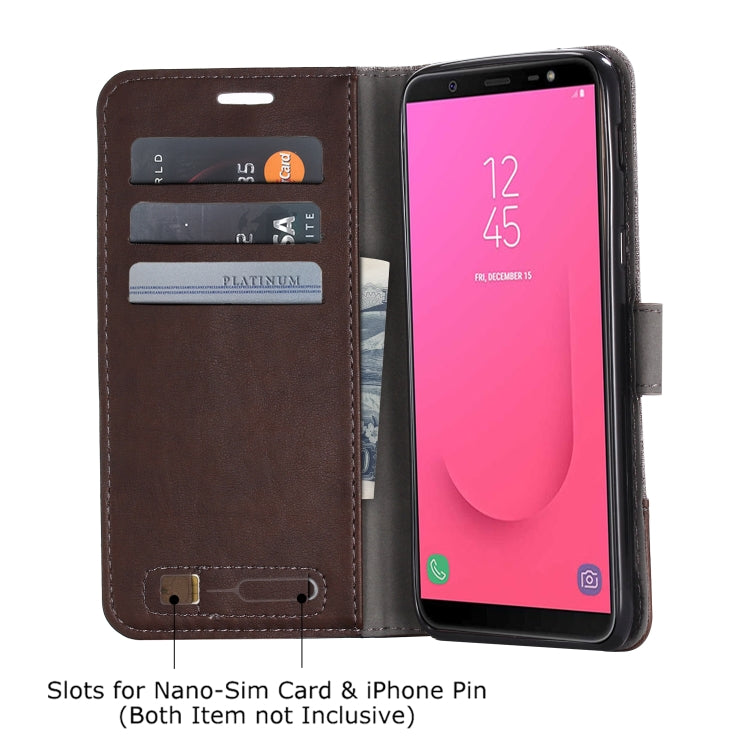 For Galaxy J8 (2018) MUXMA MX102 Horizontal Flip Canvas Leather Case with Stand & Card Slot & Wallet Function