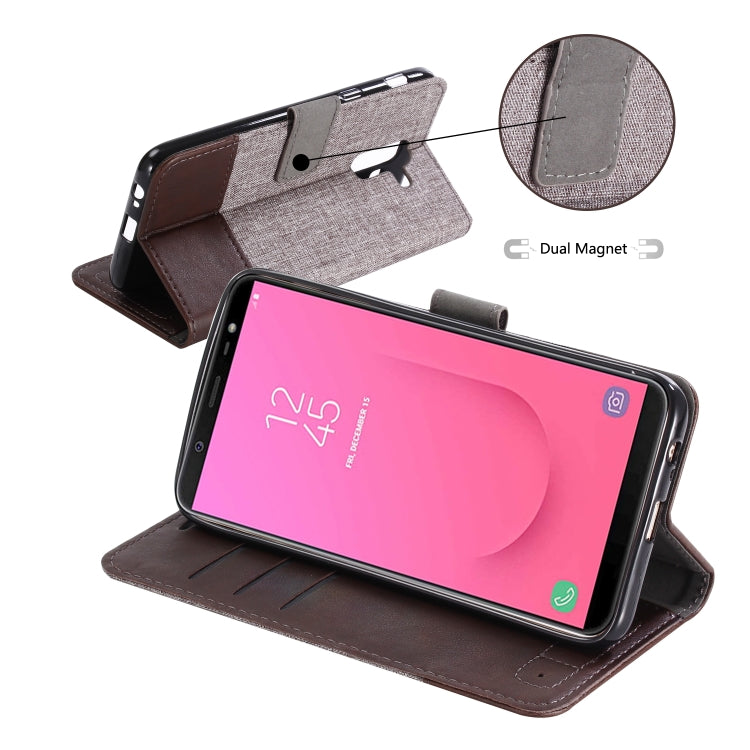 For Galaxy J8 (2018) MUXMA MX102 Horizontal Flip Canvas Leather Case with Stand & Card Slot & Wallet Function
