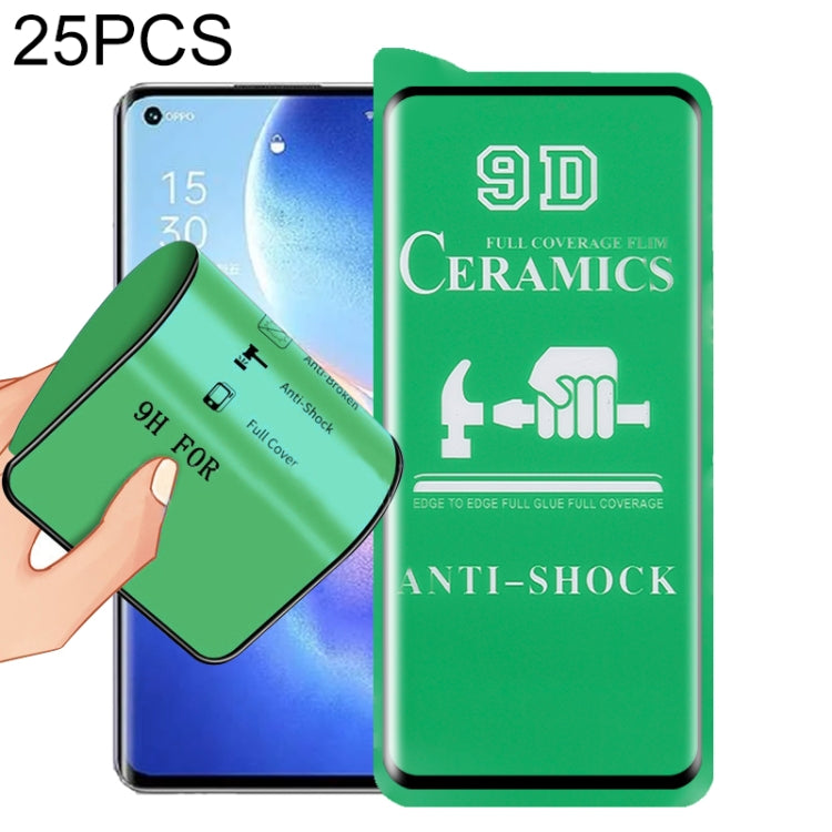 For OPPO Reno5 Pro 5G 25 PCS 9D Full Screen Full Glue Ceramic Film