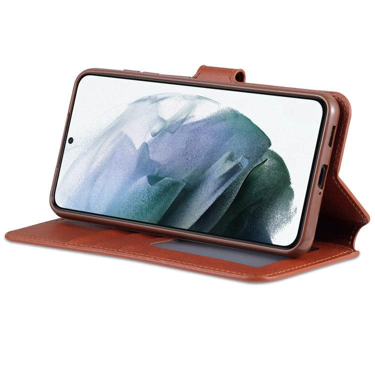 For Samsung Galaxy S21 FE 5G AZNS Calf Texture Horizontal Flip Leather Case with Holder & Card Slots & Wallet & Photo Frame