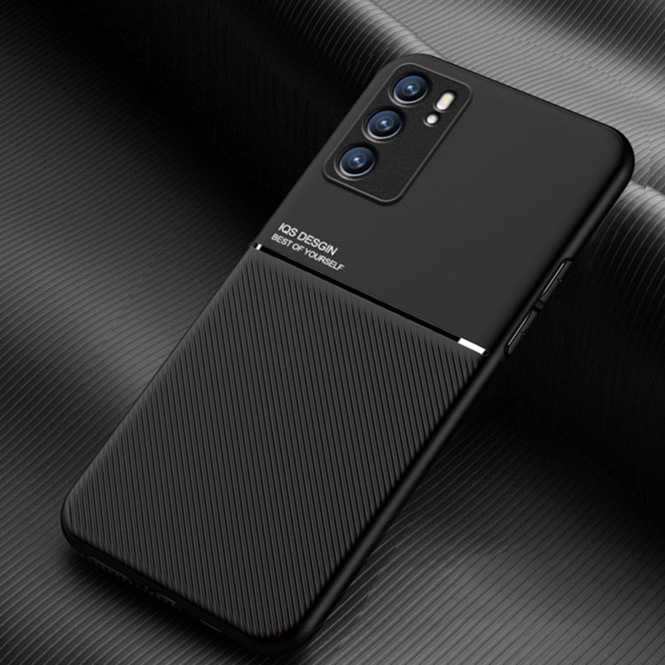 For OPPO Reno6 5G Classic Tilt Strip Grain Magnetic Shockproof PC + TPU Case