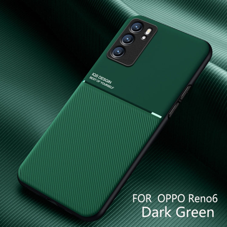 For OPPO Reno6 5G Classic Tilt Strip Grain Magnetic Shockproof PC + TPU Case