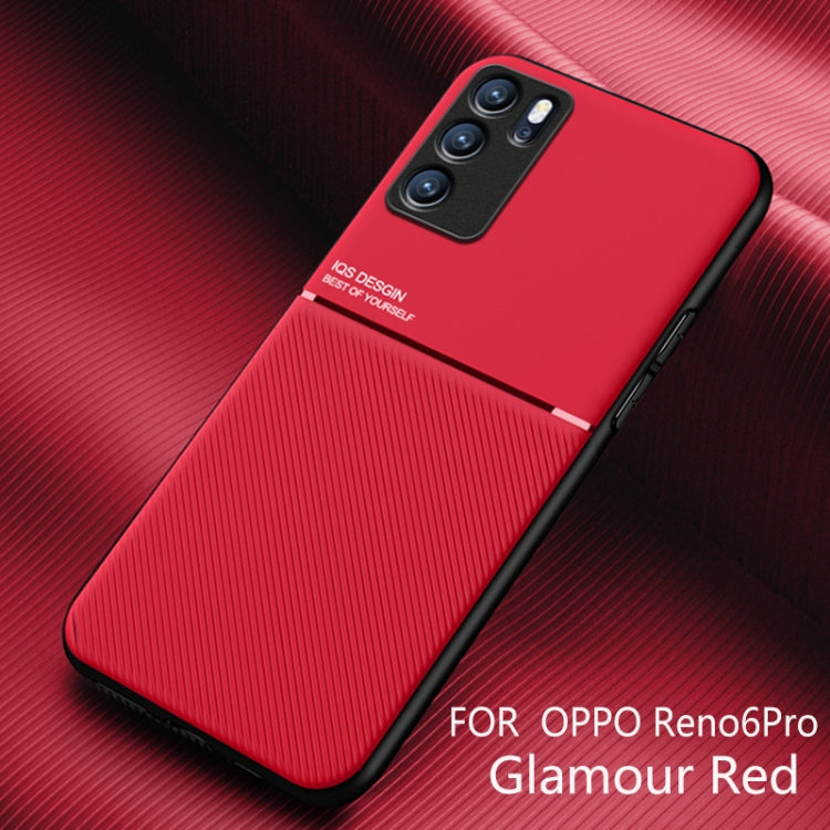 For OPPO Reno6 Pro 5G Classic Tilt Strip Grain Magnetic Shockproof PC + TPU Case