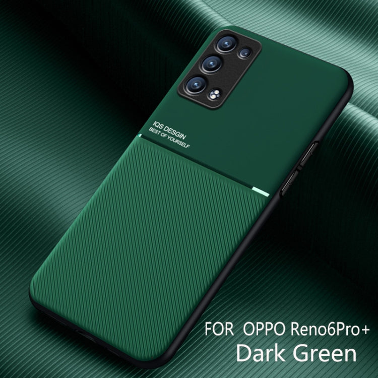 For OPPO Reno6 Pro+ 5G Classic Tilt Strip Grain Magnetic Shockproof PC + TPU Case
