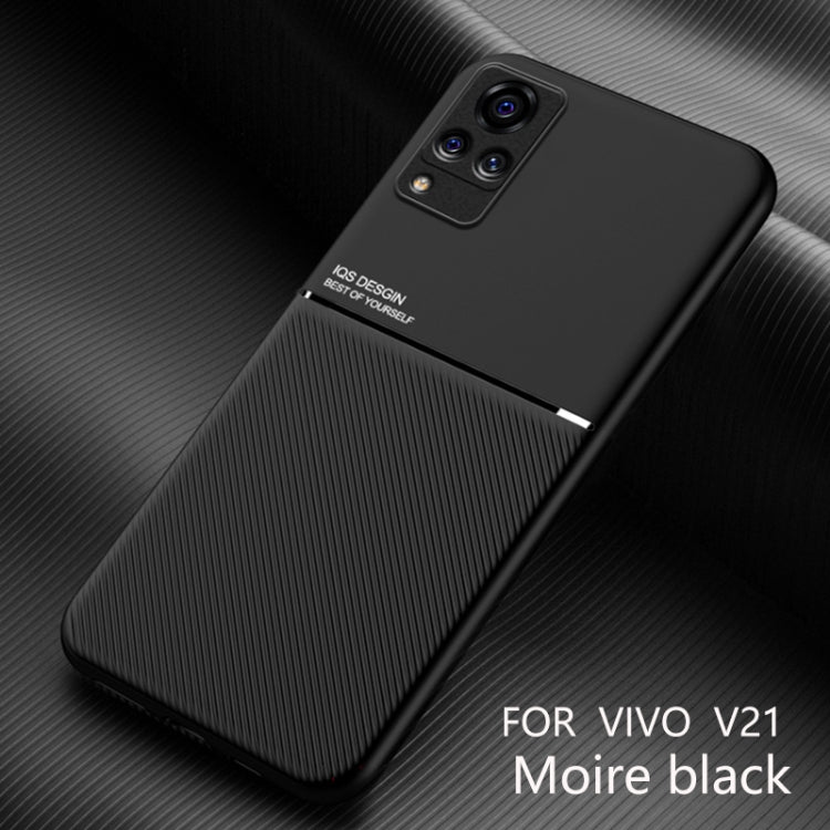 For vivo V21 Classic Tilt Strip Grain Magnetic Shockproof PC + TPU Case