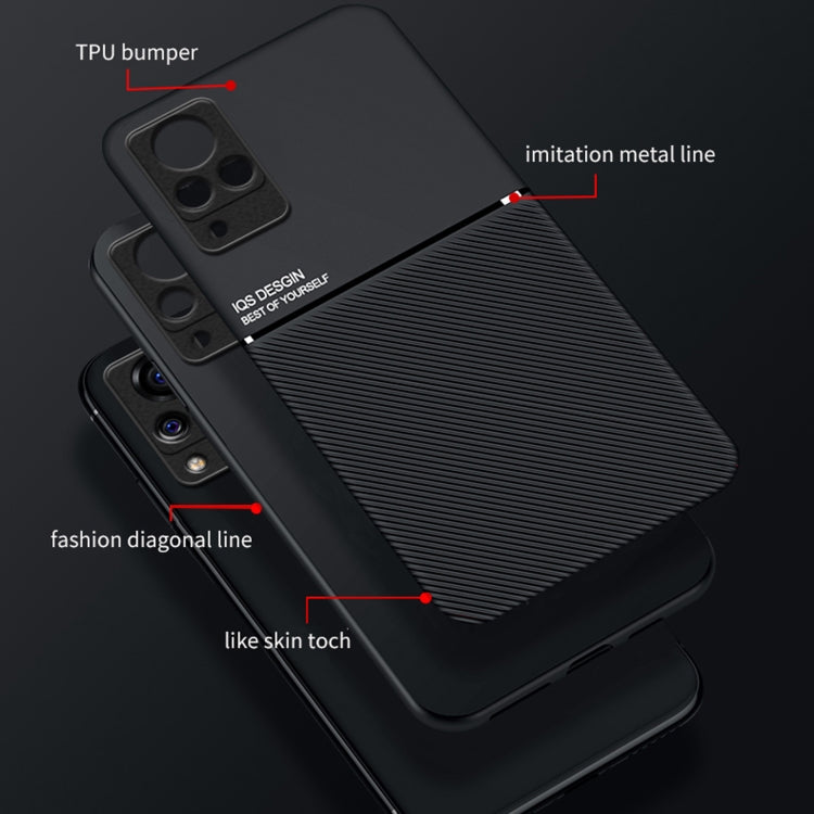 For vivo V21 Classic Tilt Strip Grain Magnetic Shockproof PC + TPU Case