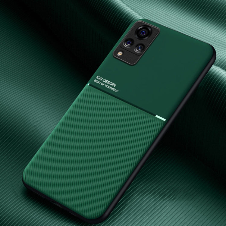 For vivo V21 Classic Tilt Strip Grain Magnetic Shockproof PC + TPU Case