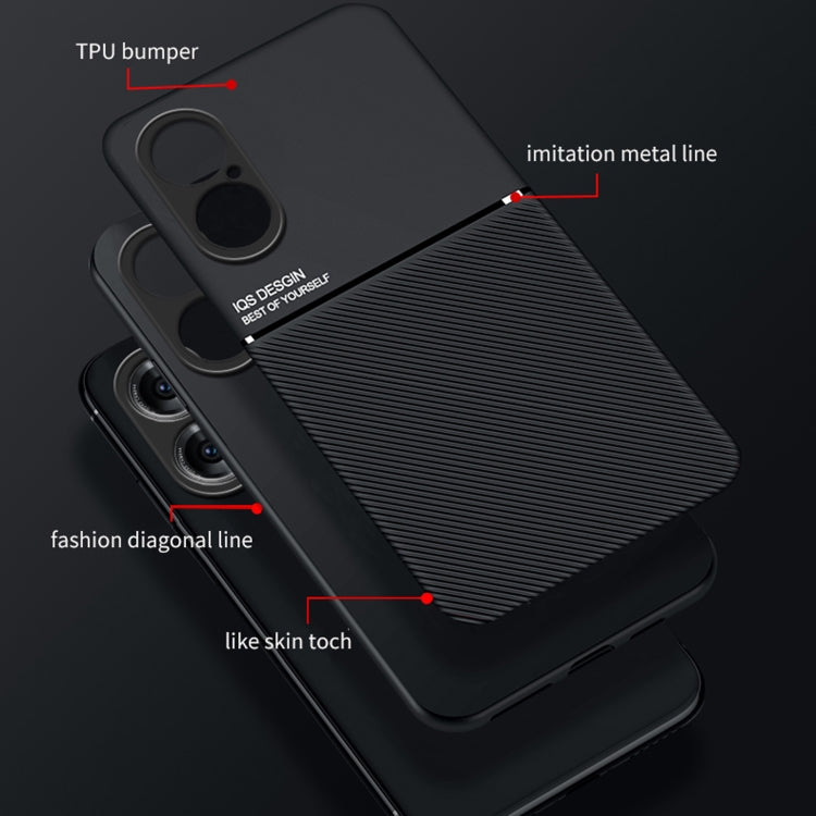 For Huawei P50 Classic Tilt Strip Grain Magnetic Shockproof PC + TPU Case