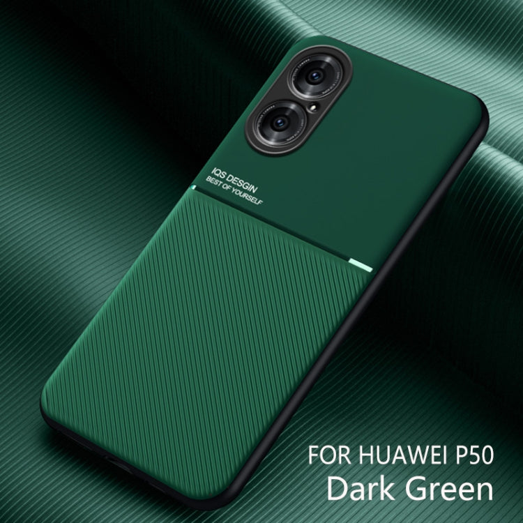 For Huawei P50 Classic Tilt Strip Grain Magnetic Shockproof PC + TPU Case