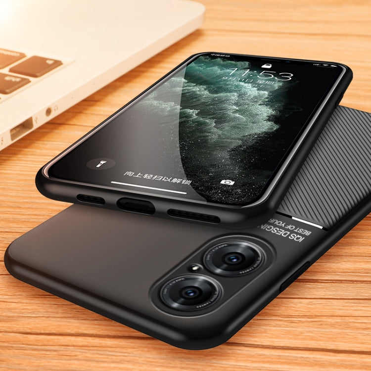 For Huawei P50 Classic Tilt Strip Grain Magnetic Shockproof PC + TPU Case