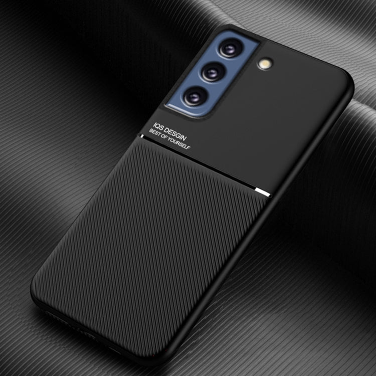For Samsung Galaxy S21 FE Classic Tilt Strip Grain Magnetic Shockproof PC + TPU Case