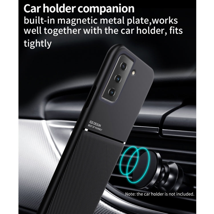 For Samsung Galaxy S21 FE Classic Tilt Strip Grain Magnetic Shockproof PC + TPU Case