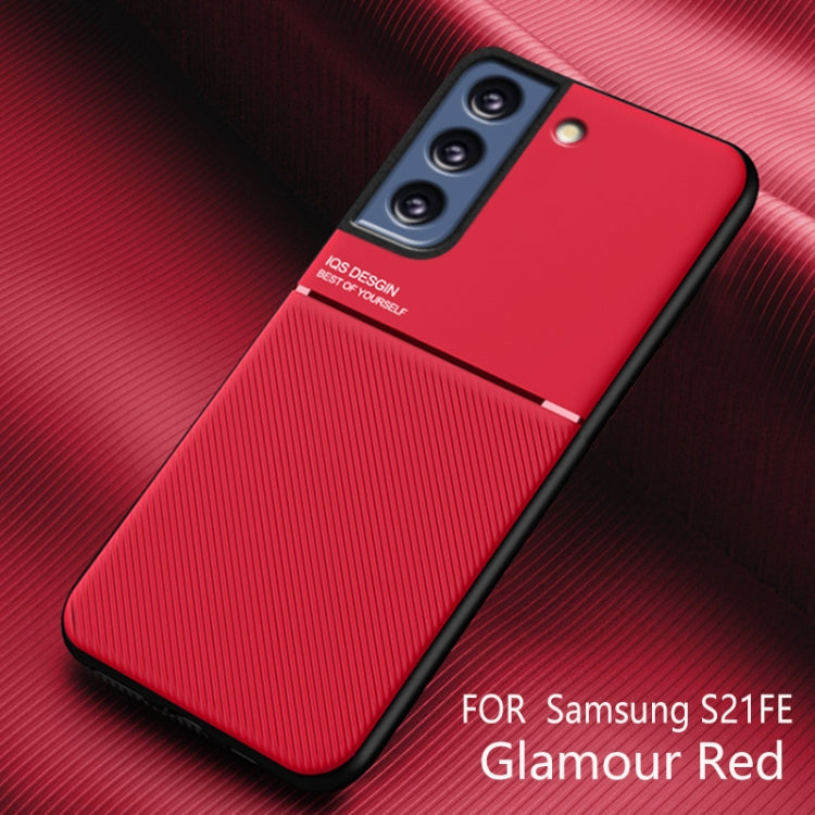 For Samsung Galaxy S21 FE Classic Tilt Strip Grain Magnetic Shockproof PC + TPU Case