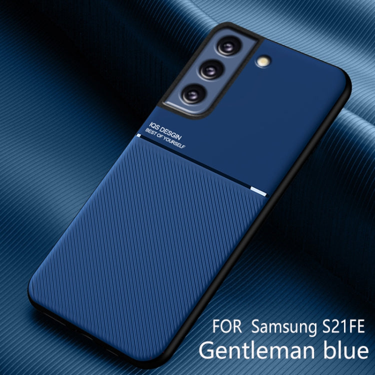 For Samsung Galaxy S21 FE Classic Tilt Strip Grain Magnetic Shockproof PC + TPU Case