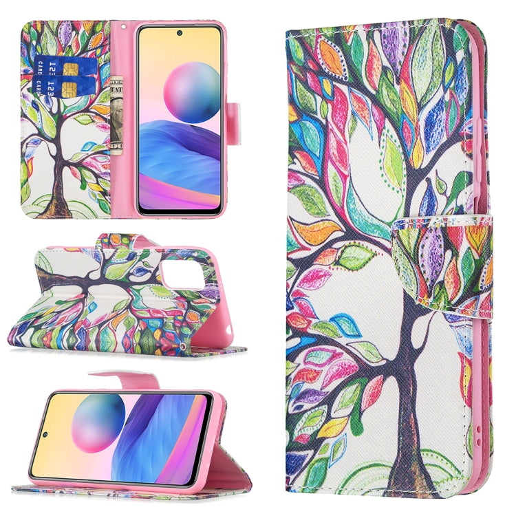 For Xiaomi Poco M3 Pro / Redmi Note 10 5G Colored Drawing Pattern Horizontal Flip Leather Case with Holder & Card Slots & Wallet