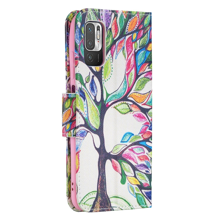 For Xiaomi Poco M3 Pro / Redmi Note 10 5G Colored Drawing Pattern Horizontal Flip Leather Case with Holder & Card Slots & Wallet