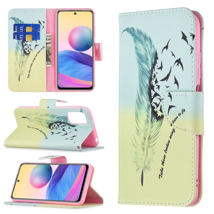 For Xiaomi Poco M3 Pro / Redmi Note 10 5G Colored Drawing Pattern Horizontal Flip Leather Case with Holder & Card Slots & Wallet