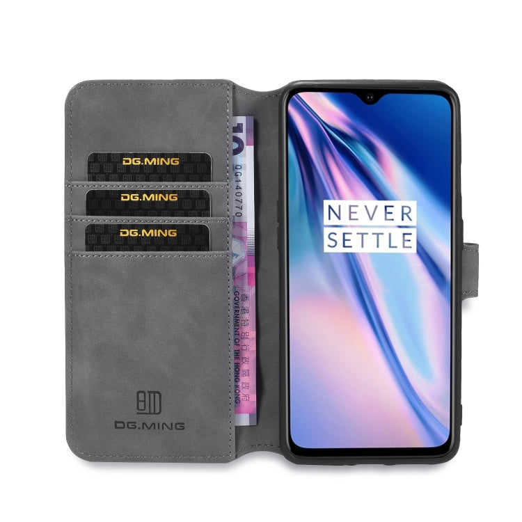 For OnePlus 7T DG.MING Retro Oil Side Horizontal Flip Case with Holder & Card Slots & Wallet