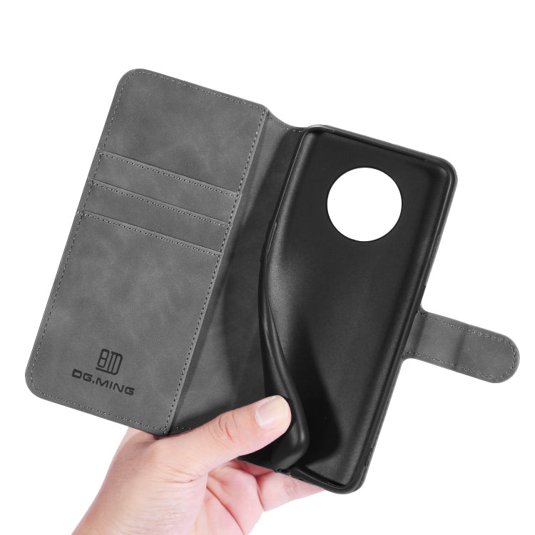 For OnePlus 7T DG.MING Retro Oil Side Horizontal Flip Case with Holder & Card Slots & Wallet