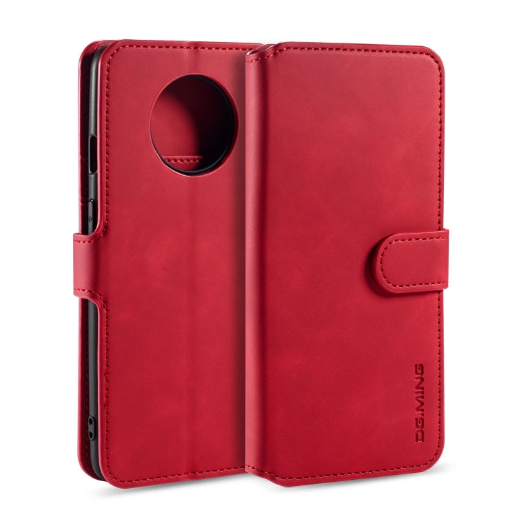 For OnePlus 7T DG.MING Retro Oil Side Horizontal Flip Case with Holder & Card Slots & Wallet