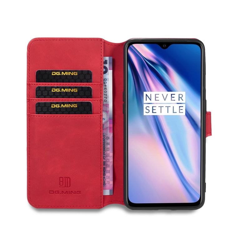 For OnePlus 7T DG.MING Retro Oil Side Horizontal Flip Case with Holder & Card Slots & Wallet