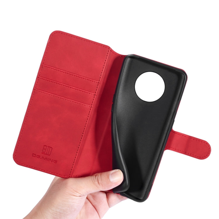 For OnePlus 7T DG.MING Retro Oil Side Horizontal Flip Case with Holder & Card Slots & Wallet