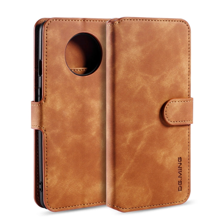 For OnePlus 7T DG.MING Retro Oil Side Horizontal Flip Case with Holder & Card Slots & Wallet