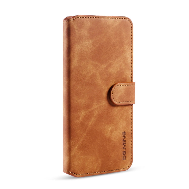 For OnePlus 7T DG.MING Retro Oil Side Horizontal Flip Case with Holder & Card Slots & Wallet