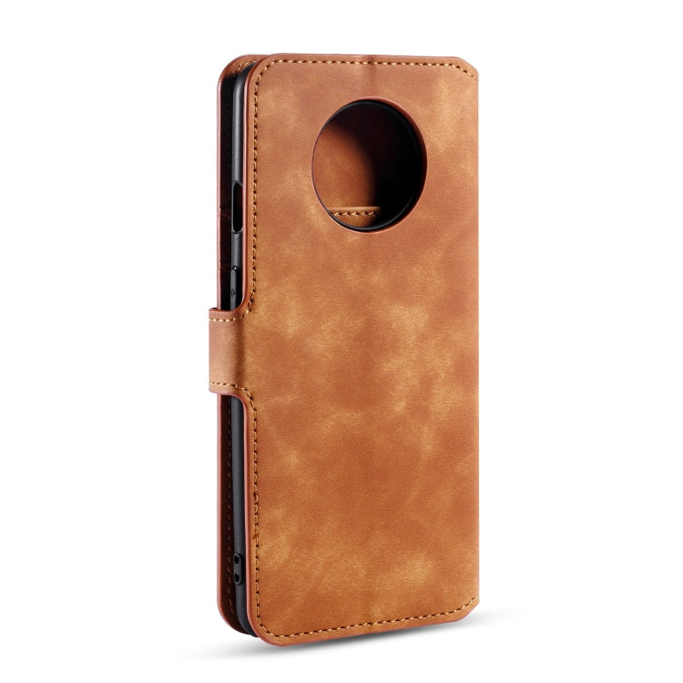 For OnePlus 7T DG.MING Retro Oil Side Horizontal Flip Case with Holder & Card Slots & Wallet